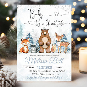 Winter Animals Woodland Baby Shower It's cold outs Invitation