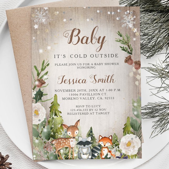 Winter Animals Woodland Boy Baby Shower Invitation (Creator Uploaded)