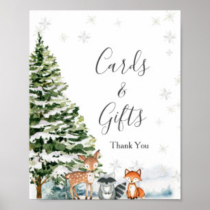 Winter Animals Woodland Snowflakes Cards & Gifts Poster