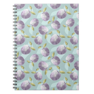 Winter apples cold blue and purple pattern notebook