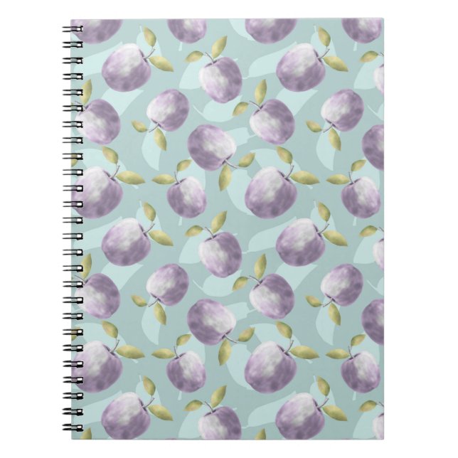 Winter apples cold blue and purple pattern notebook (Front)