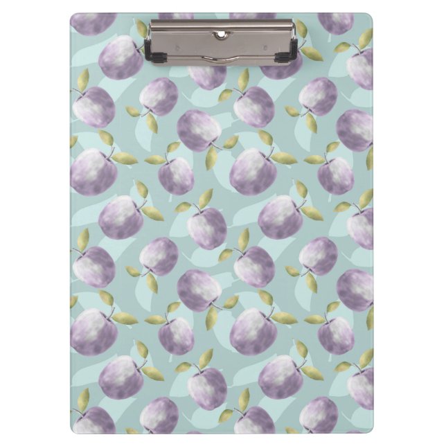 Winter apples cold green and purple pattern clipboard (Front)