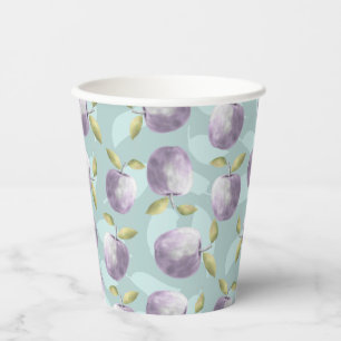 Winter apples cold green and purple pattern paper cups