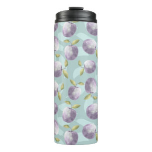 Winter apples cold green and purple pattern thermal tumbler
