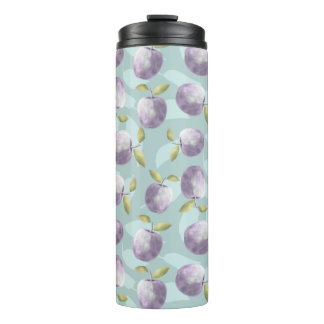 Winter apples cold green and purple pattern thermal tumbler