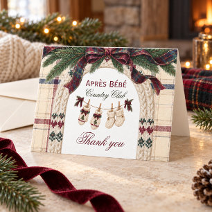 Winter Après Bébé Country Club Ski Baby Shower Thank You Card
