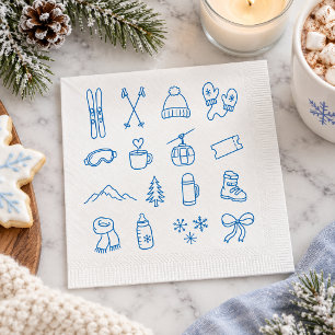 Winter Apres Bebe Ski You Soon Blue Baby Shower Napkin