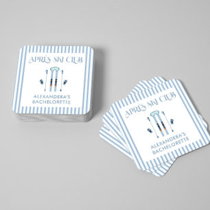 Winter Apres Ski Bachelorette Party Square Paper Coaster