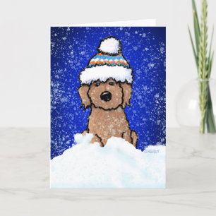 Winter Apricot Doodle Holiday Card