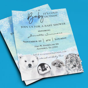 Winter Arctic Animal BabyShower It's Cold Outside 
