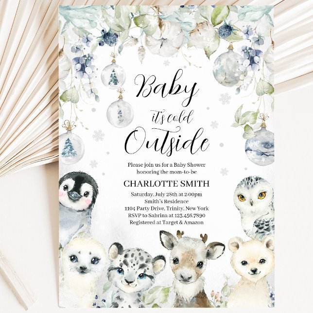 Winter Arctic Animals Baby Shower Invitation (Creator Uploaded)