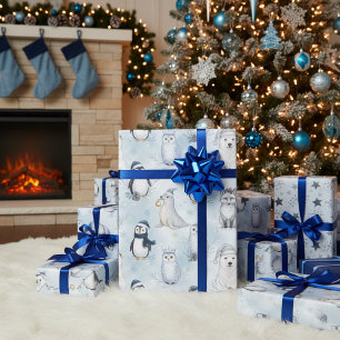 Winter Arctic Animals Cute Polar Animals Christmas Wrapping Paper