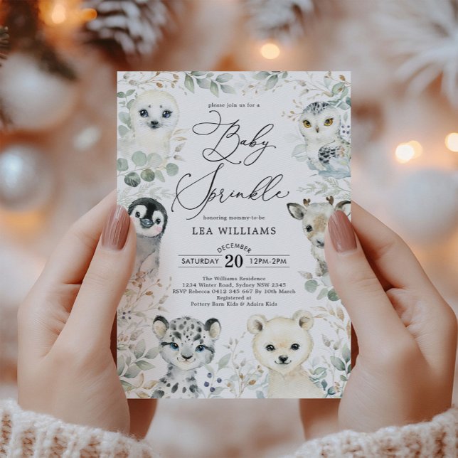 Winter Arctic Animals Gender Neutral Baby Sprinkle Invitation (Creator Uploaded)