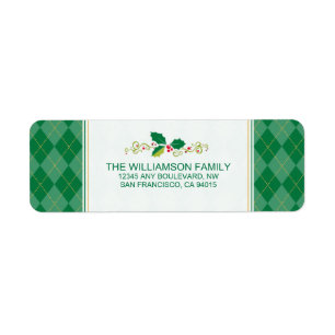 Winter Argyle Return Address Labels (green)