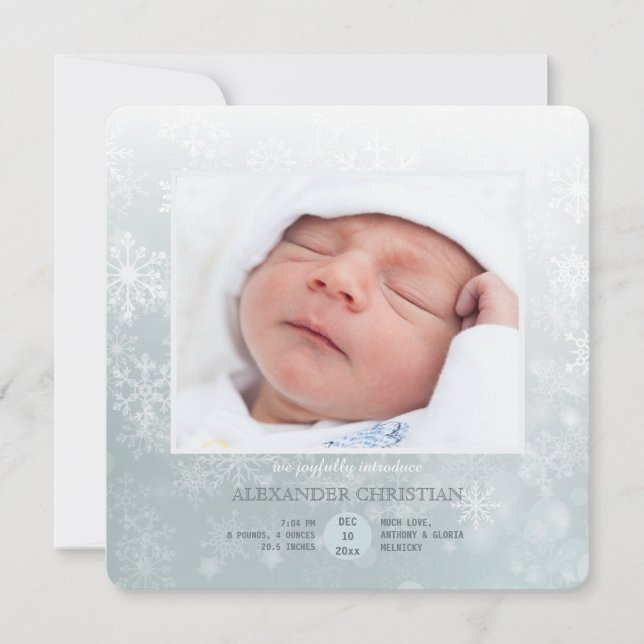 Winter Arrival Photo Birth Announcement (Front)