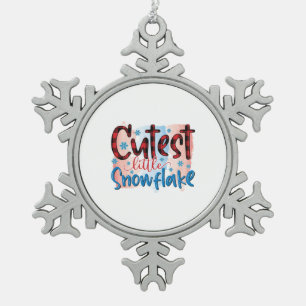 Winter Art Cutest Little Snowflake Pewter Christmas Ornament