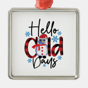 Winter Art Hello Cold Days Metal Ornament