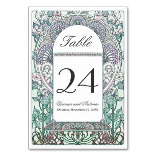 Winter Art Nouveau Wedding Table Numbers