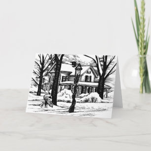 winter at home holiday card