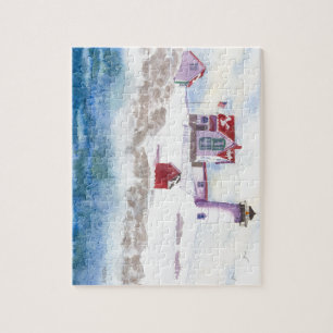 winter at Nubble LIghthouse in Maine Jigsaw Puzzle