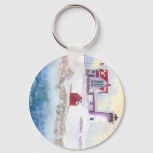 winter at Nubble LIghthouse in Maine Key Ring