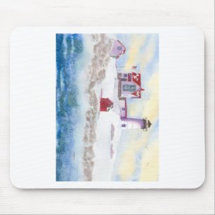 winter at Nubble LIghthouse in Maine Mouse Pad