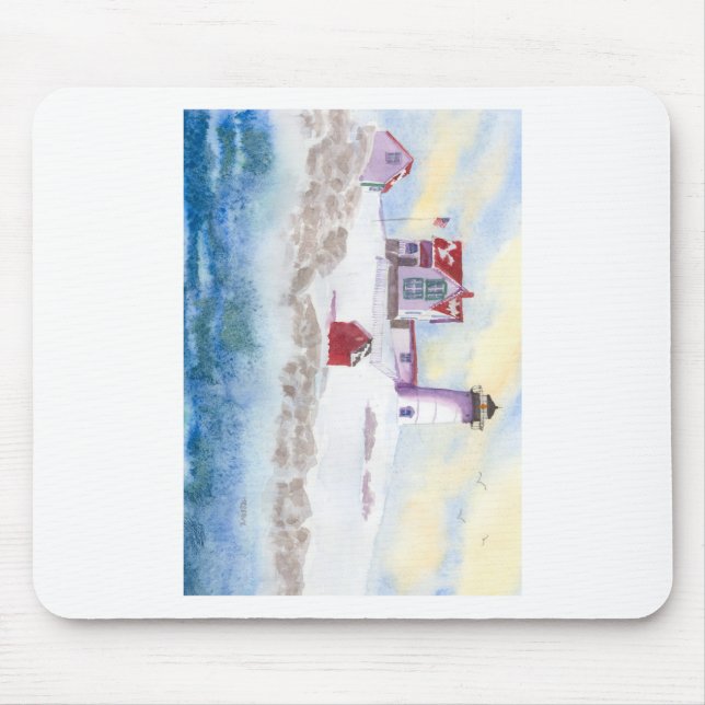 winter at Nubble LIghthouse in Maine Mouse Pad (Front)