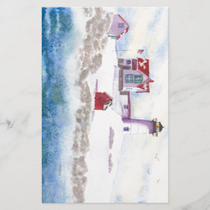 winter at Nubble LIghthouse in Maine Stationery