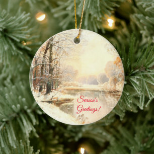 Winter at Spreewald Ceramic Ornament