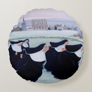 Winter at the Convent Round Cushion
