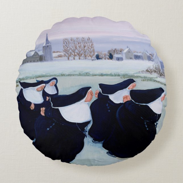 Winter at the Convent Round Cushion (Front)