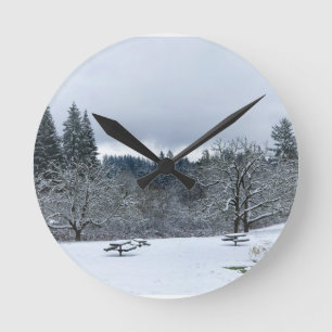 Winter at the Park, Wilsonville, Oregon Round Clock