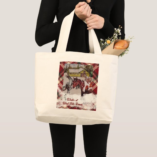 WINTER AT WEST HILLS RANCH LARGE TOTE BAG (Front (Product))