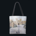 Winter at Windsor Castle by Farida Greenfield Tote Bag<br><div class="desc">Based on acrylic painting of Winter in Windsor Castle,  England by Farida Greenfield. A lovely winter scene of Windsor Castle when the snow covered the garden and trees around it. Customisable in Zazzle with your own text for a personalised design. Check out my store for matching items!</div>