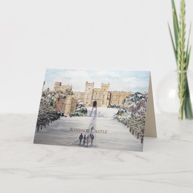 Winter at Windsor Castle Landscape Painting Holiday Card (Front)