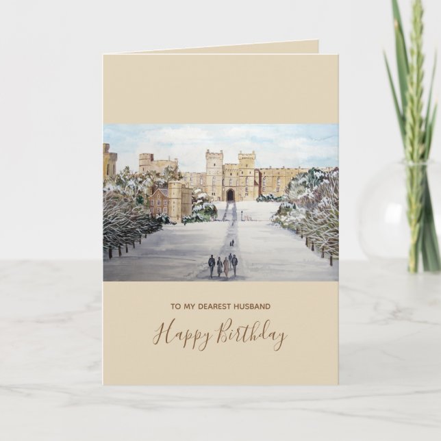 Winter at Windsor Castle Landscape Painting Holiday Card (Front)