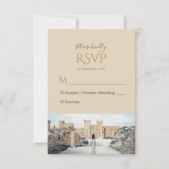 Winter at Windsor Castle Wedding Response RSVP (Front)