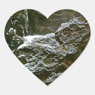 WINTER AT YOSEMITE'S BRIDALVEIL WATERFALL HEART STICKER