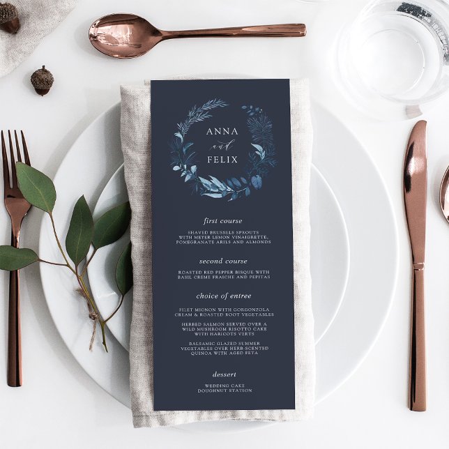 Winter Azure | Blue Botanical Wedding Menu (Creator Uploaded)