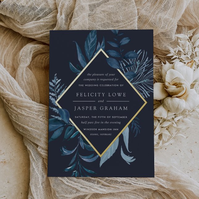 Winter Azure | Blue Watercolor Foliage Wedding (Creator Uploaded)