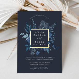 Winter Azure Botanical Frame Wedding