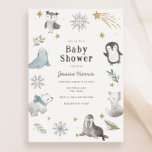 Winter Baby Animals Baby Shower Gender Neutral Invitation<br><div class="desc">Adorable baby shower invitation featuring watercolor winter Arctic animals.  Personalise with your information or click "Click to customise further" to edit font styles,  size and colours.</div>