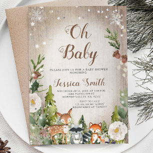 Winter Baby Animals Woodland Boy Baby Shower Invitation
