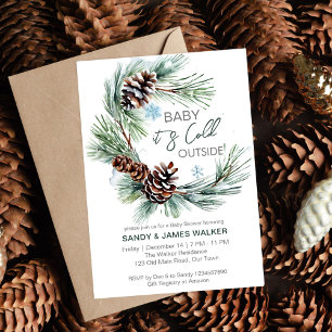 Winter baby baby shower pine wreath template