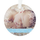 Winter Baby Boy's First Christmas Snowflakes Blue