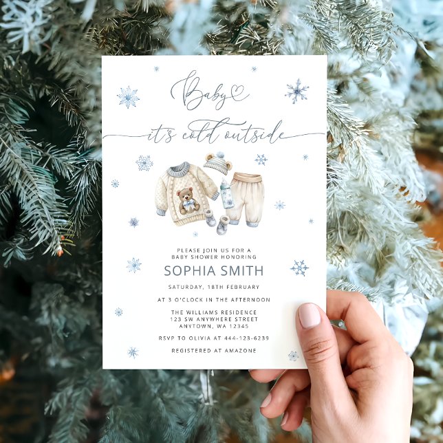 Winter Baby Clothes Boy Baby Shower Invitation (Creator Uploaded)