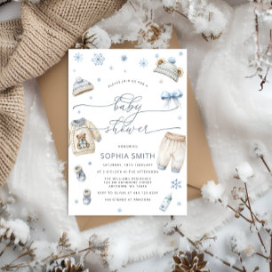 Winter Baby Clothes Boy Baby Shower Invitation