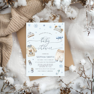 Winter Baby Clothes Boy Baby Shower Invitation