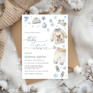 Winter Baby Clothes Boy Baby Shower Invitation