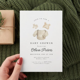 Winter Baby Clothes Gender Neutral Baby Shower Invitation